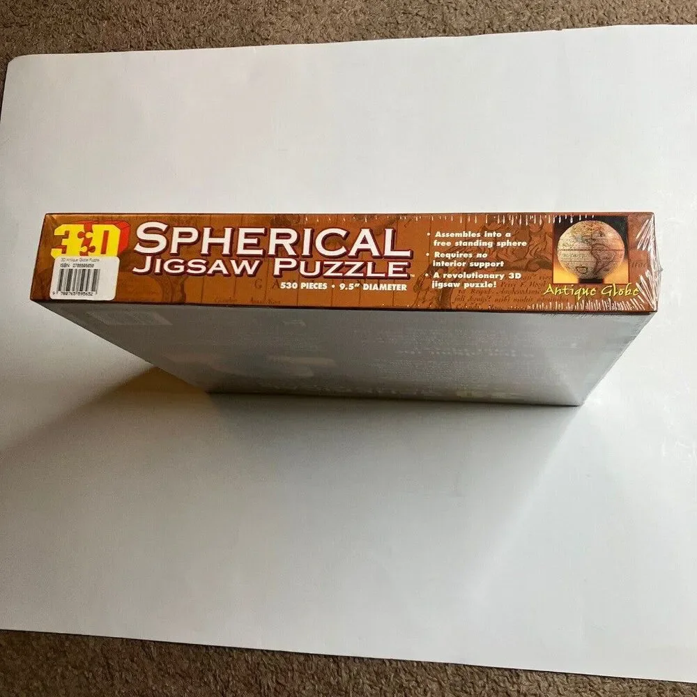 New/Sealed 1998 3D Spherical Jigsaw Puzzle Antique Globe 530 Pieces 9.5
